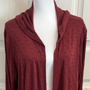 Maurices Women's Lightweight Hooded Jacket XL Maroon Textured Open-Front